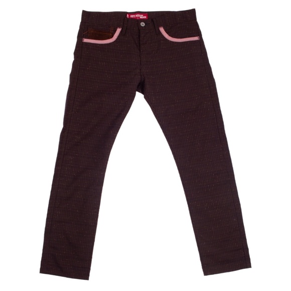 JUNYA WATANABE x CDG x LEVI’s DARK BROWN COTTON LEATHER PATCH POCKET PANTS - Picture 1 of 8
